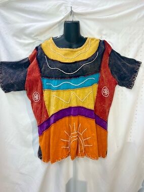 Greater Good Network Patchwork Sun Boho Top - Size 3XL